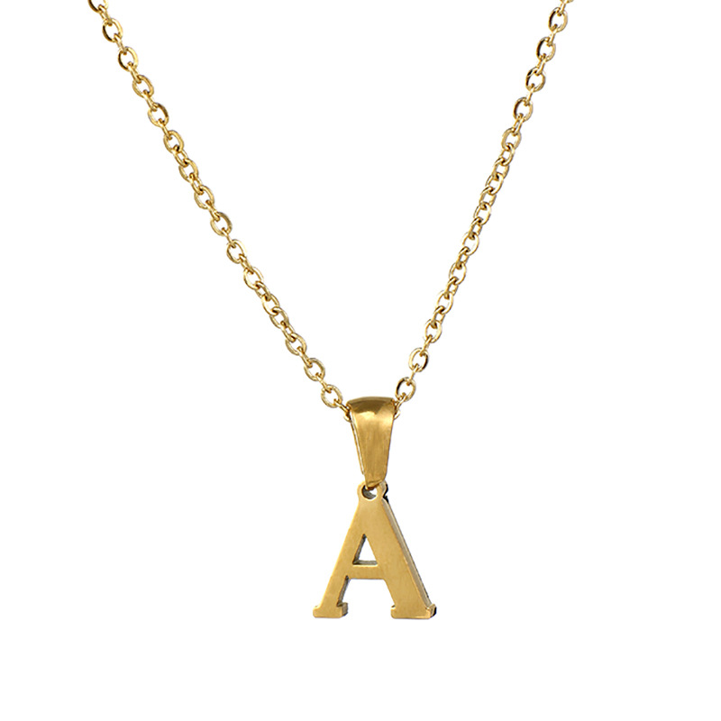 1 Piece Simple Series Simple Letter A Stainless Steel  Gold Color Women's Pendant Necklaces h5 